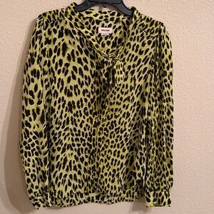 Zadig & Voltaire blouse. Lime and black leopard . Large . NEW w tags